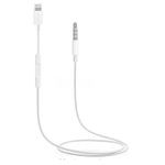 Lightning To 3.5Mm Aux Audio Cable With Volume Control, - White,