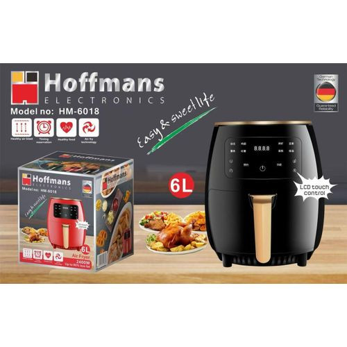 Hoffmans HM-6018 Digital Air Fryer – 6L, 2400W with LCD Touch Control - Black