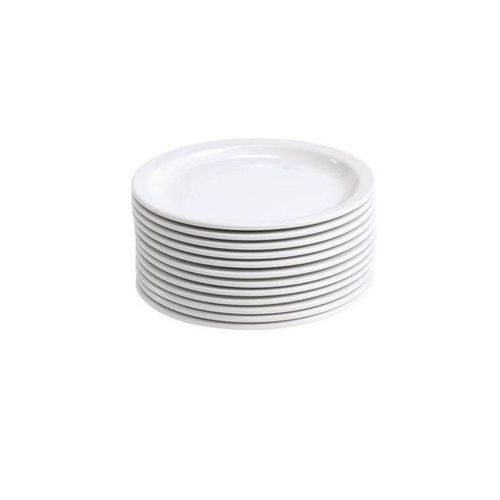 12 Pieces Melamine Dinner Plates With A Unique Design-White