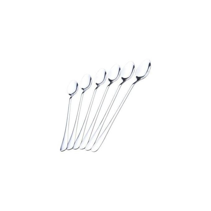 6 pcs Long Tea Spoons - Silver