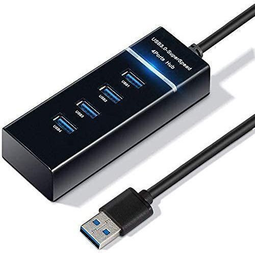 4 Port USB 3.0 Hub High Speed USB Cable Adapter - Black