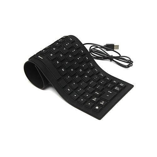 King USB Flexible Foldable Soft Touch Silicone Gel Keyboard for PC - Black