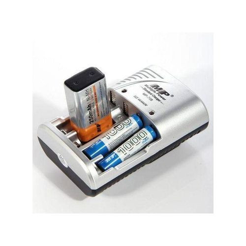 Electric Rechargeable Battery Charger Size AA,AAA And 9V - Silver..