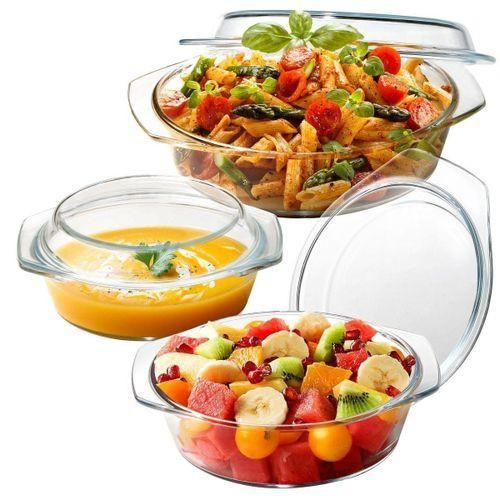 3 Piece Ceramic Casserole Serving Dishes -Transparent