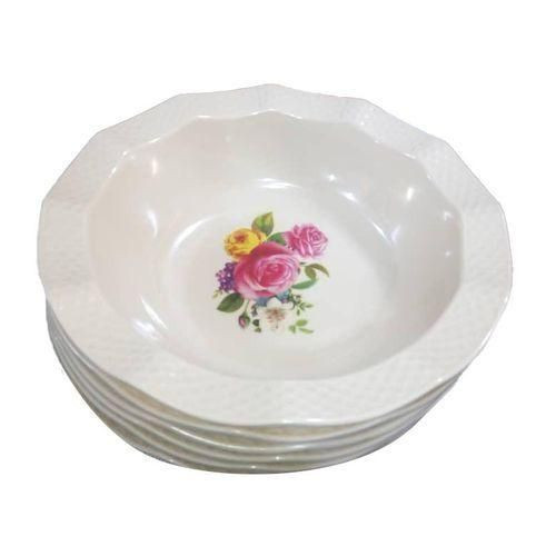 12 Pieces Melamine Bowl Soup Plates/Flower Varies-Cream