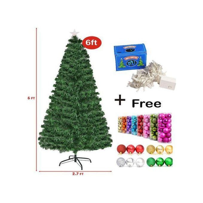 2023 Christmas Tree With Balls And Lights - Green