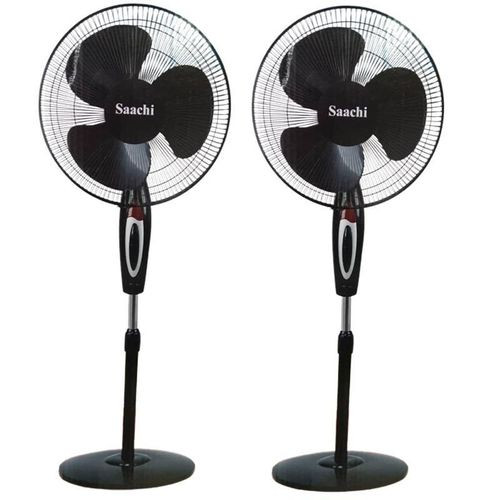 Saachi 16 Inch Stand Fans With A Powerful Motor Adjustable Height And 3 Blades Buy 1 Get 1 Free-Black