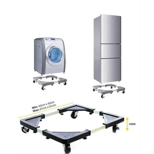 Multifunctional Movable Special Base for Washing Machine and Refrigerator- Silver.