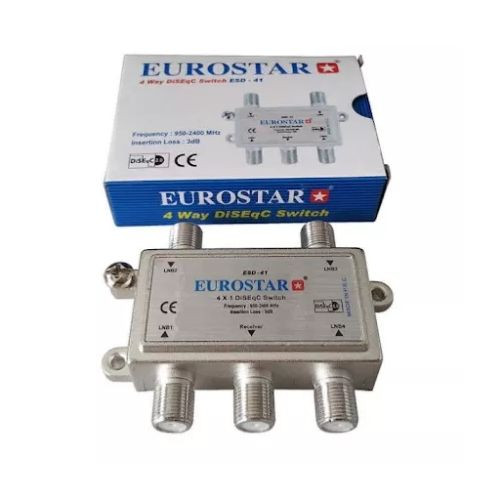 4 Way DiseqC Switch For Satellite Dishes-Silver..