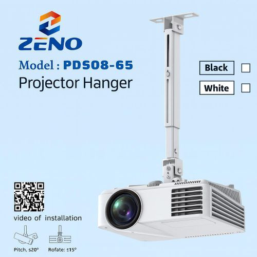 Zeno PDS08-65 Adjustable Projector Hanger - Projector Mount – Ceiling & Wall Mount- White