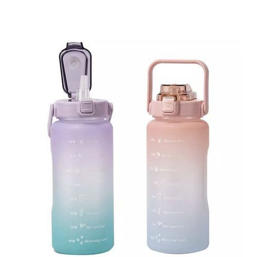 1.5L Time Marked Fitness Frosted Water Bottle - Mulit Colour