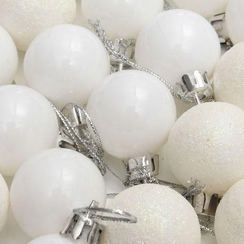 6pcs Christmas Tree Snow Balls Plain Glitter Decor - White