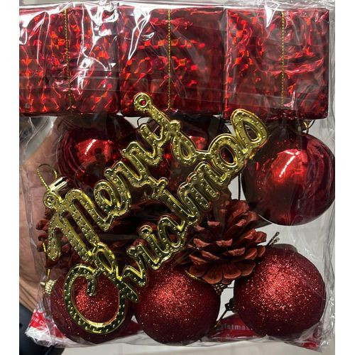 Christmas Red & Gold Shatterproof Ornament Set