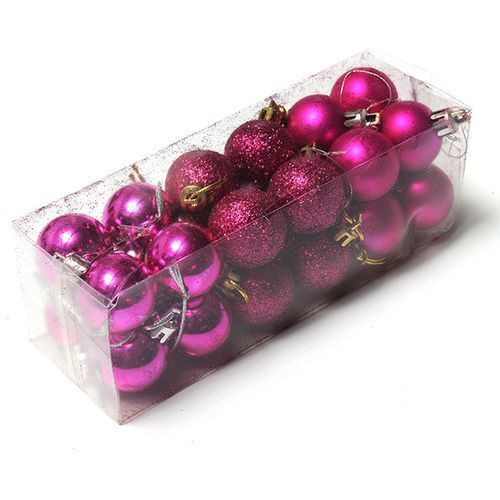 Christmas Bauble Balls, 24 Pieces, Pink