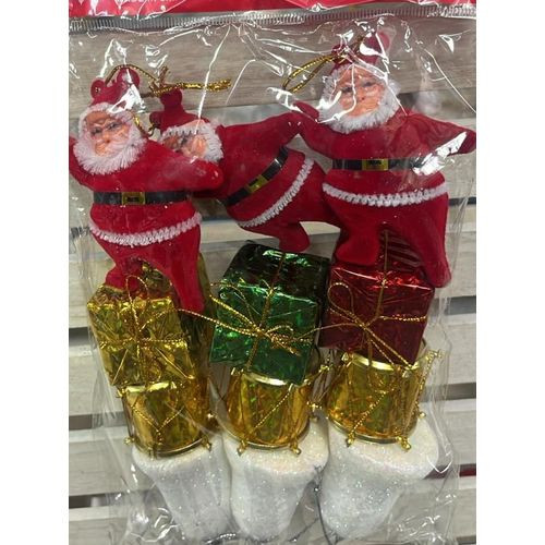 Christmas Santa Claus Ornament with Drum Base