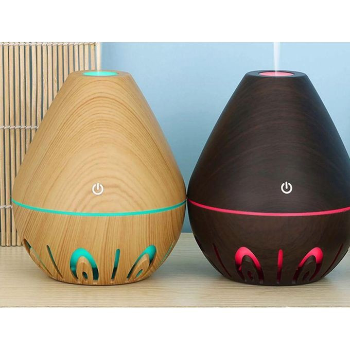 New Home Humidifier LED Colorful Light Conversion Humidifier & Essential Oil Difusser-Brown& Black