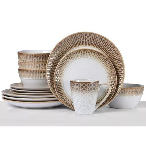 24 Pieces Ceramic Dinner Set Of 6 Bowls 6 Side Plates 6 Dinner Plates 6 Cups-Multicolour