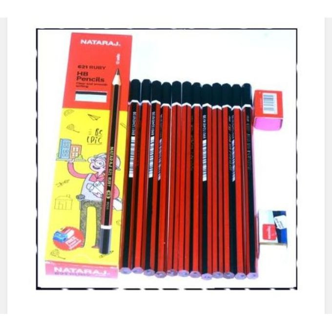 Nataraj Pack Of 12 Pencils, 1 Rubber 1 Sharpener