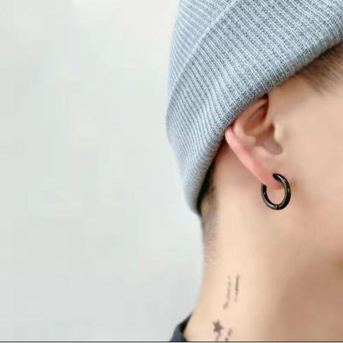 Men's Clip On Earrings - Black