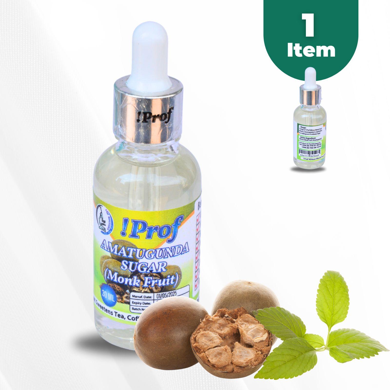 Prof Monk Fruit Liquid Sweetener (Amatugunda Sugar) – 30ml – 100% Natural Zero Calorie Sugar Substitute – Keto, Paleo & Diabetic Friendly – No Bitter Aftertaste – Non-GMO & Vegan