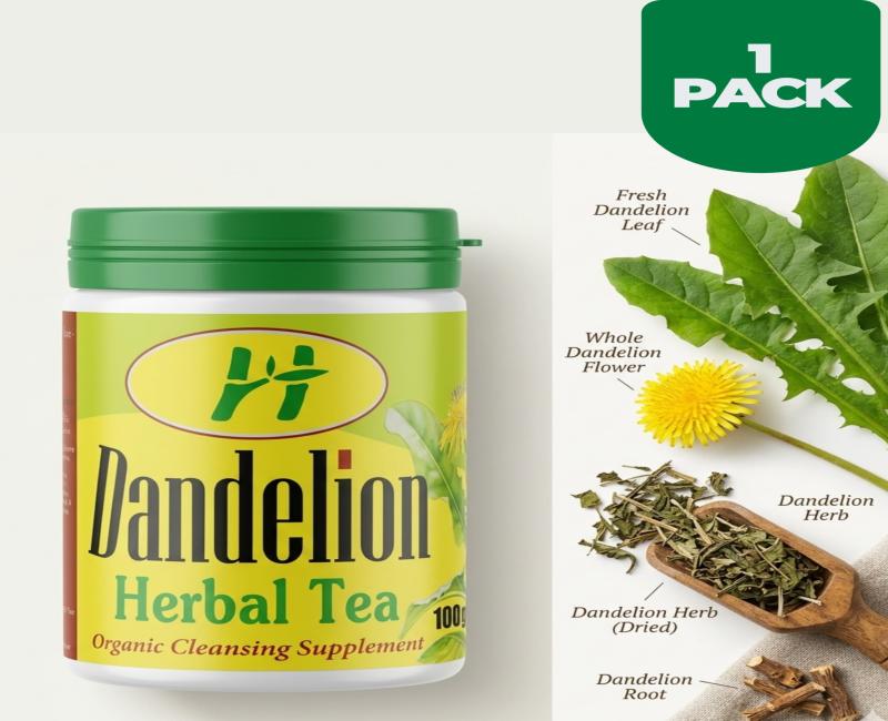 Dandelion Herbal Tea 100g – Organic Cleansing Infusion for Liver Support, Digestion & Detox – Natural Antioxidant Tea with Fennel & Green Tea Blend – Gluten & Caffeine Free