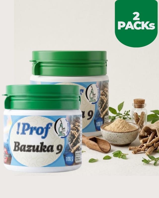 Two Packs Prof Bazuka 9 Natural Libido & Vitality Booster (100g) – Advanced Formula for Erectile Dysfunction, Sperm Health, and Premature Ejaculation Support – Herbal Supplement for Men & Women