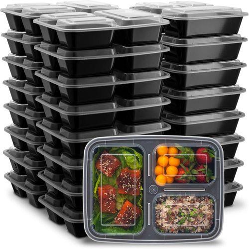 3 Compartment Meal Containers With Lids .12pcs.