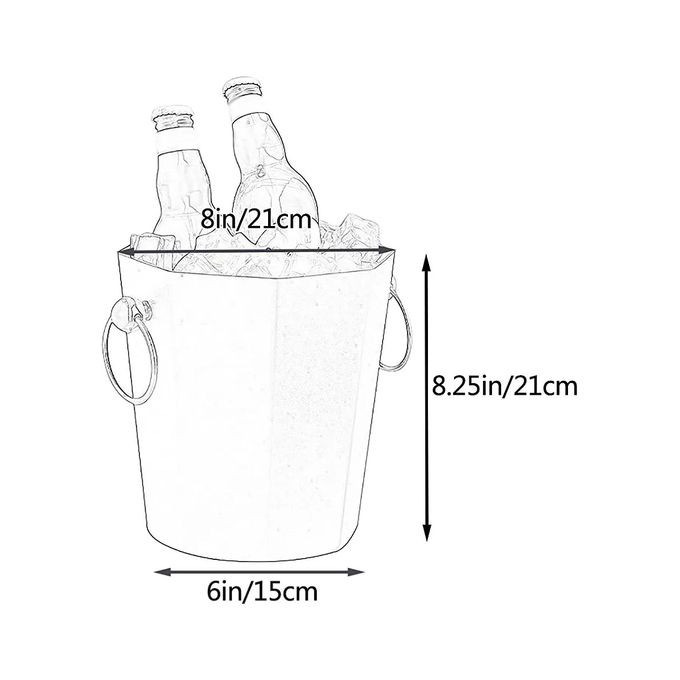 Metal Ice Bucket, Stainless Steel Drink Beer Chiller, Octagonal Barrel Storage Tub, For Beer, Ice, Wine, Champagne, Parties- Black.