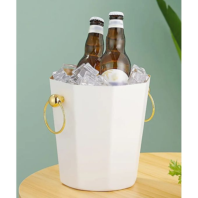 Metal Ice Bucket, Stainless Steel Drink Beer Chiller, Octagonal Barrel Storage Tub, For Beer, Ice, Wine, Champagne, Parties- Black.