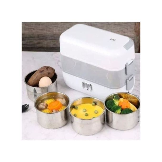 Electric Heating Food Warmer Electric Lunch Box 4 liners 200W - White