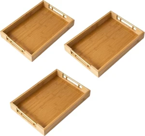 3Pc Bamboo Trays - Brown