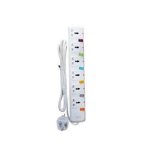 G & T 6 Way Universal Heavy Duty Extension Cable - White