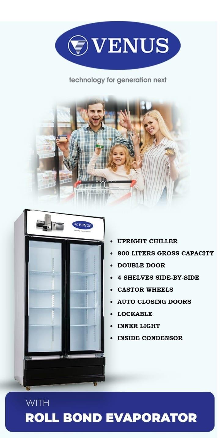VENUS 2 DOOR Vertical Cooler VUSC800 GLASS DOOR VERTICAL CHILLER 800 LITERS