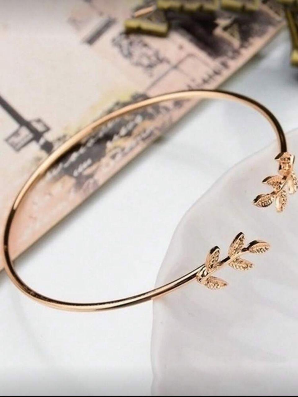 1pc European & American Style Open Leaf Bracelet, Elegant Gift For Friends