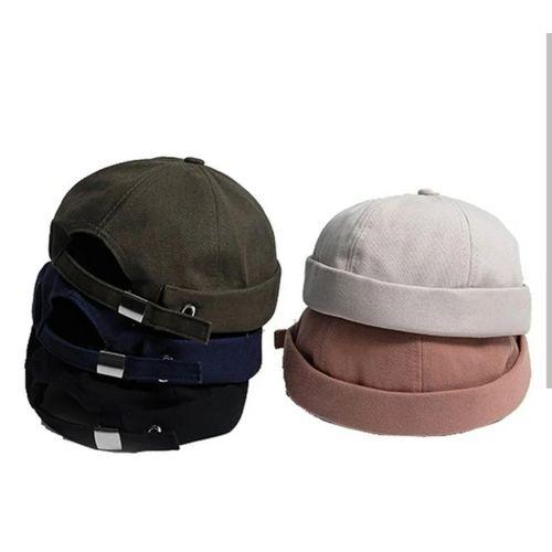 Brimless, SnapBack Caps- Black