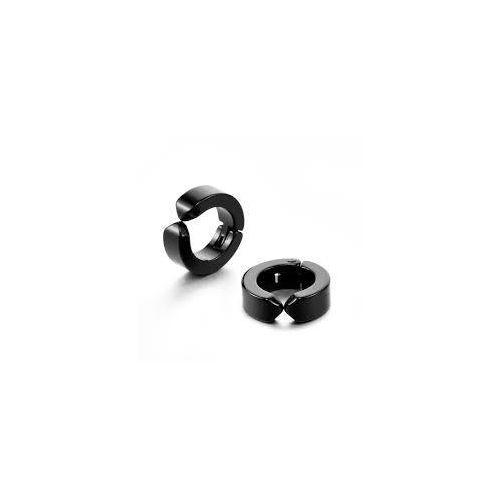 1Pair of Men Titanium Steel Round Non-Pierced Ear Cuff Clip-Black